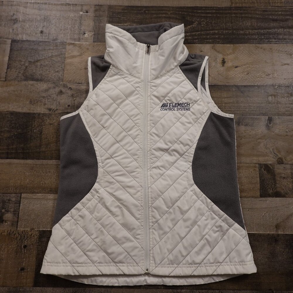 Columbia Quilted Fleece-Lined Vest Women’s Medium White Gray Outdoor Layer